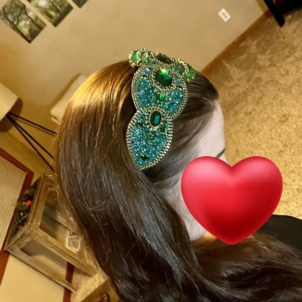 Cubic Zirconia Decor Headband Gorgeous Wide Edge Gem Rhinestone‎ Headband